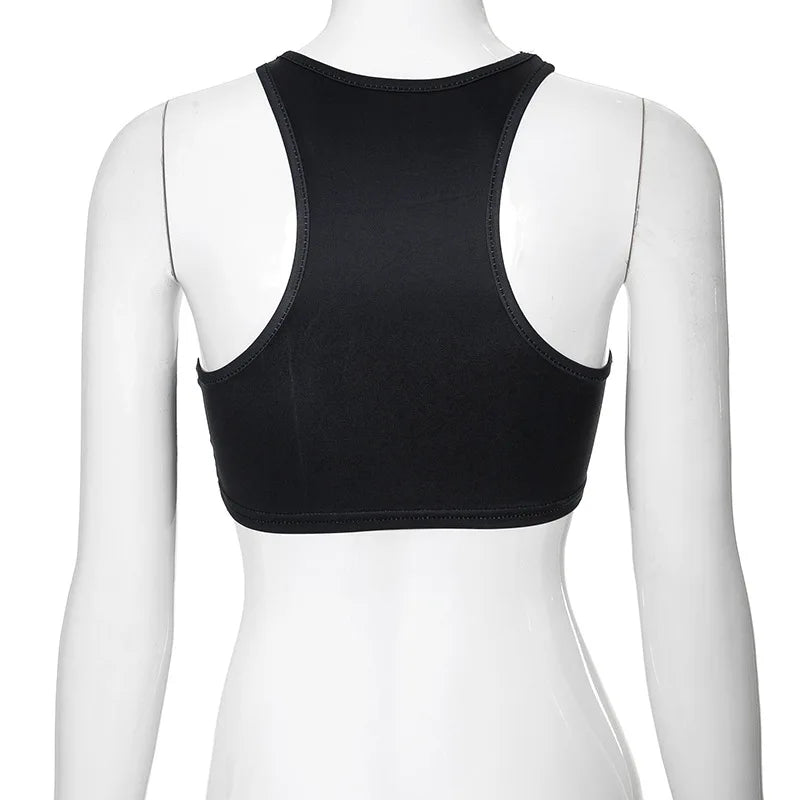Summer Fashion Sexy Clashing Colors Women Clothing Casual Slim Hollow Round Neck Sleeveless Tank Top Women Monogram Y2k Top