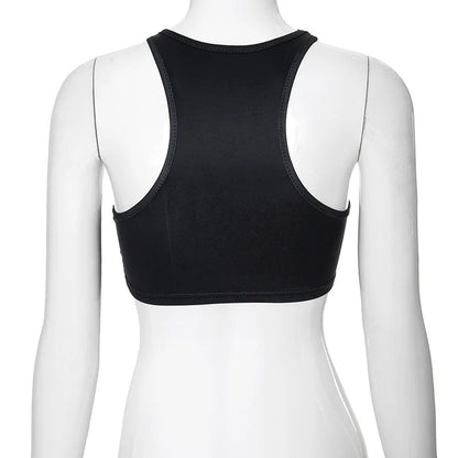Summer Fashion Sexy Clashing Colors Women Clothing Casual Slim Hollow Round Neck Sleeveless Tank Top Women Monogram Y2k Top