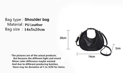 Fashion Black Half Moon Bag Luxury Pu Leather Ladies Purses and Handbags Crossbody Women Shoulder Bags