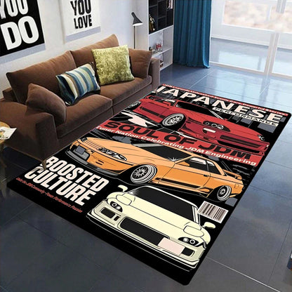 GT-R Carpet for Men's Bedroom Game Room NonSlip Rug J-JDM Racing Style Floor Mat Living Room Decor Car Fan Gift Idea Men Cave