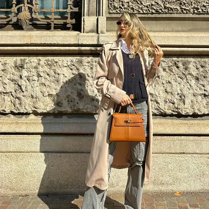 2026 New Trapezoidal Genuine Leather Women Handbag Niche Fashion Versatile Top Handle Luxury Ladies Shoulder Crossbody Purse