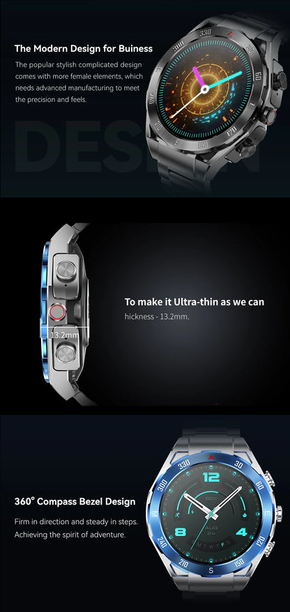 2026 New TWS 2-in-1 Smart Watch Earphones 1.43 "AMOLED Screen with Heart Rate Sleep Monitoring Music Player NFC IP67 Smartwatch