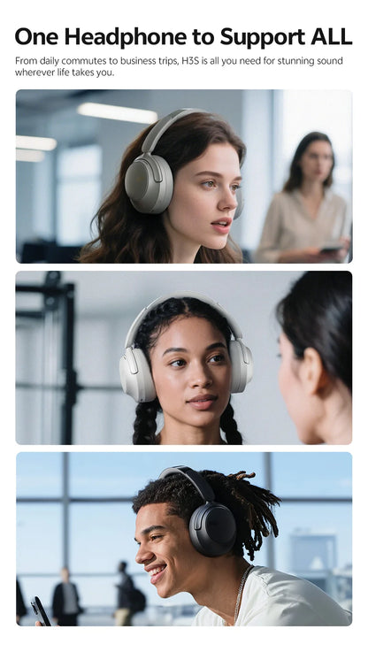 QCY H3S Over Ear Headphone Hi-Res LDAC Spatial Sound Headset H3S -56dB Adaptive ANC Wireless Earphone Bluetooth 6.0 102Hrs