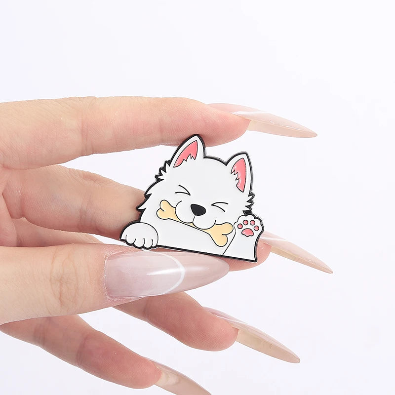 Cartoon Cute Dog Raccoon Rabbit Brooch Enamel Pins Creative Animal Quotes Brooch Lapel Badge Backpack Accessories Jewelry Gift