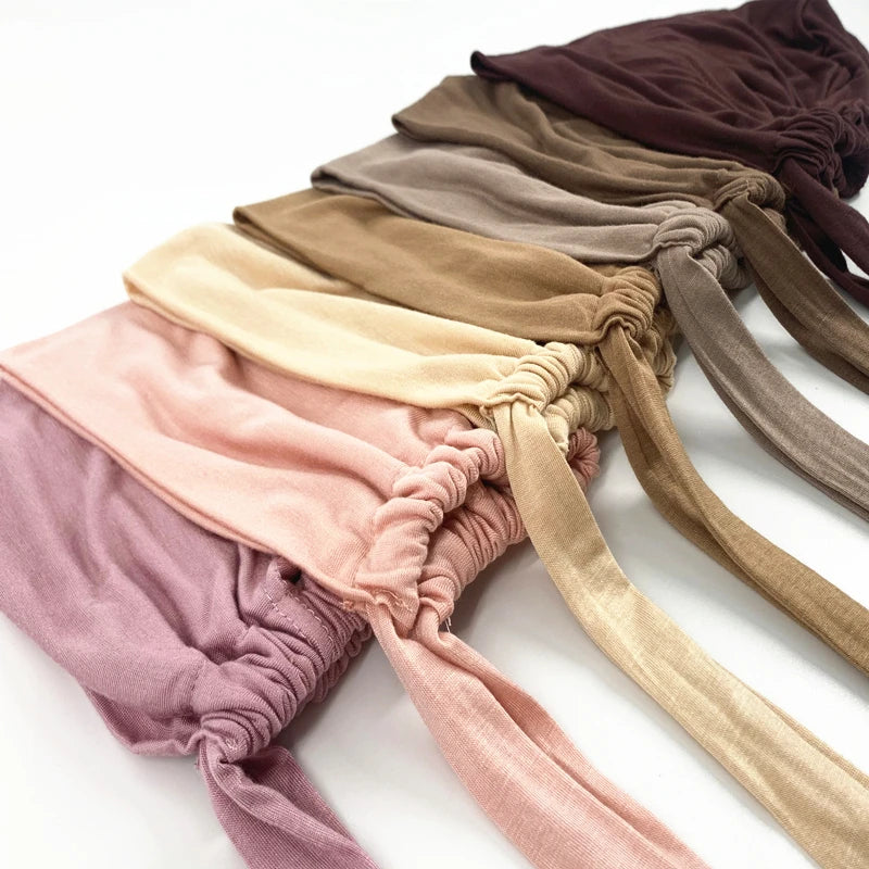 82 Colors Tie-Back Undercaps Fashion Women's Inner Hijab Muslim Cap Bonnet Plain Islamic Cotton Spandex Jersey DEW Underscarf