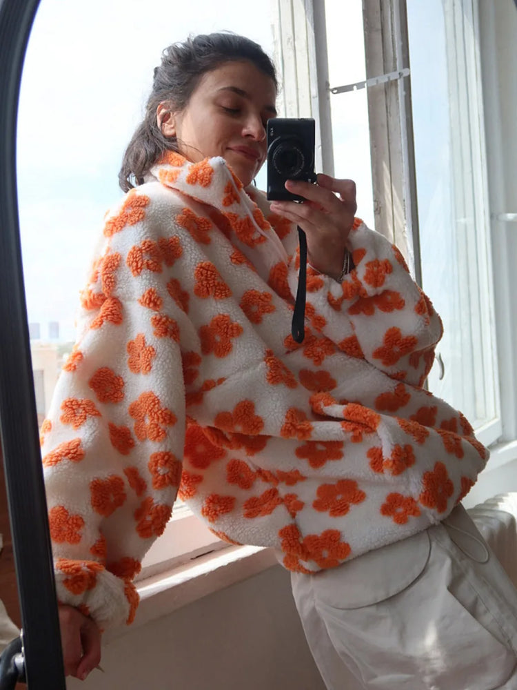 Shake Grain Velvet Flower Hoodie 2025 Autumn And Winter New Fashion Hoodie, Warm Furry Hoodie, Woolen Sweater For Women