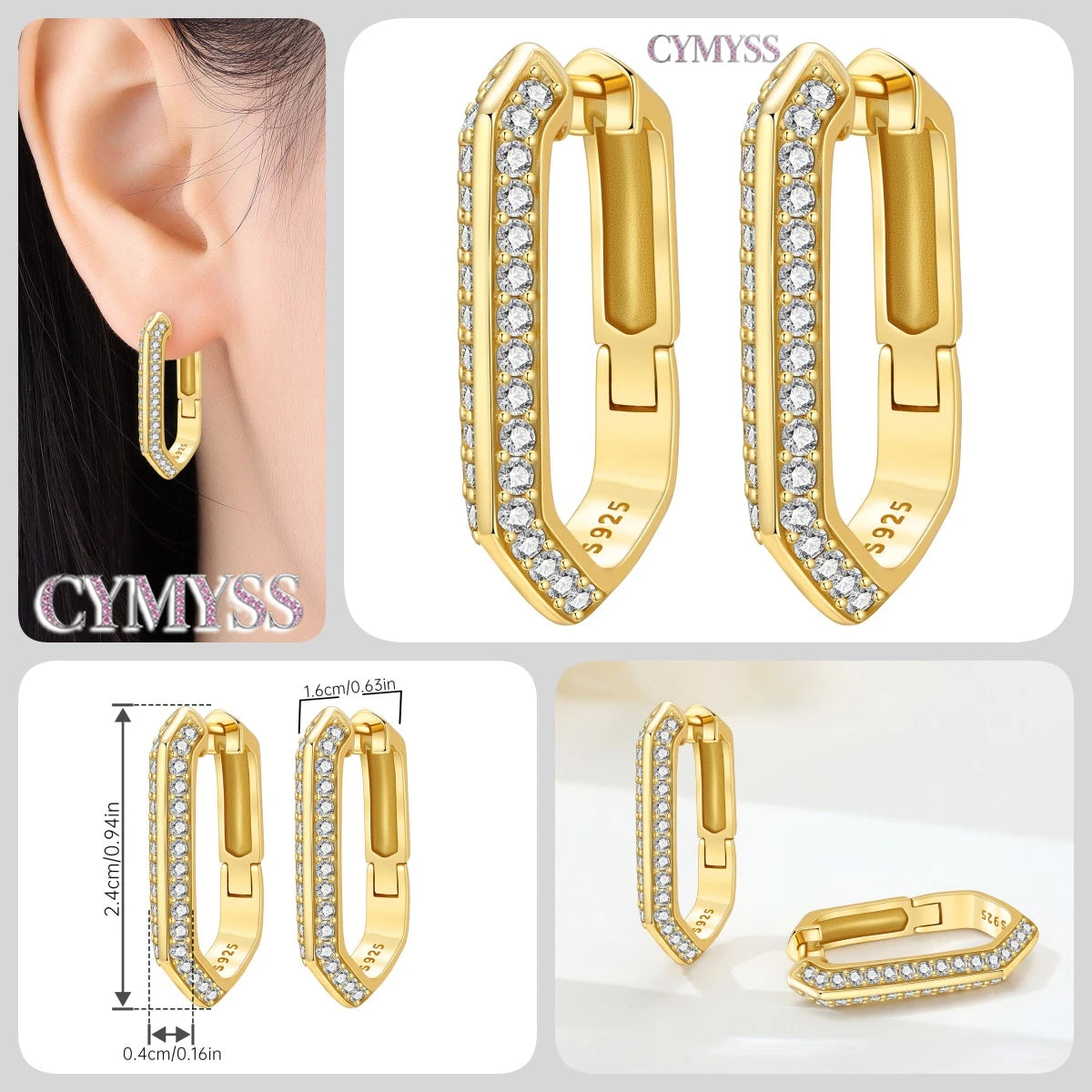 Original 925 Sterling Silver Heart Vintage Luxury Earrings Fashion 18K Gold Hoop Earrings for Women Piercing Jewelry Aretes 2026