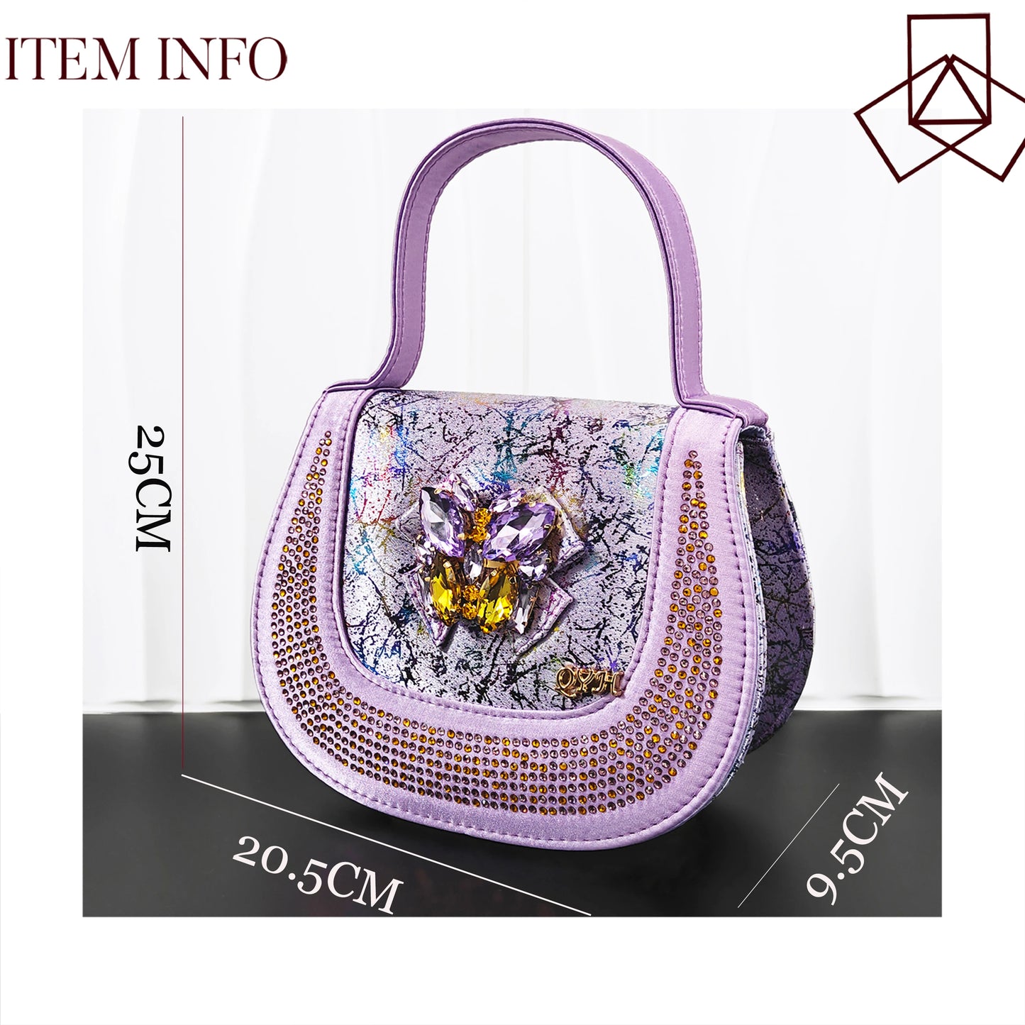 New Arrval Print and Colorful Rhinestone Design Lilac Color Party Wedding Shoes and Essential for Banquets, Exquisite HandBag