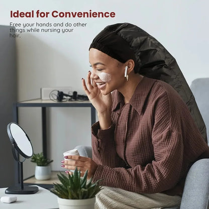 A multifunctional hot oil dry hair cap, compatible with hair dryers, provides constant temperature hair care and maintenance