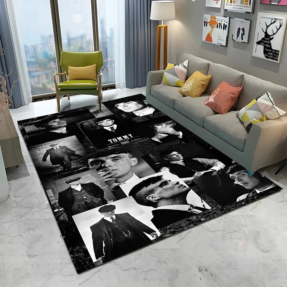 HD Tommy Shelby 3D P-Peaky Blinders Carpet Rug for Home Living Room Bedroom Sofa Doormat Decor,kids Area Rug Non-slip Floor Mat