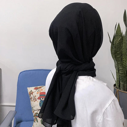 Muslim Women Bonnet + Chiffon Shawl Instant Under Scarf Cap Islam Inner Scarf Headband Stretch Hijab Cover Headwrap Turbante