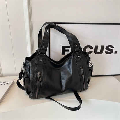 New Large Capacity Soft Leather Women's Handbag Fashion Trend Designer Women Shoulder Bag Simple Retro Female Travel Bags Sac