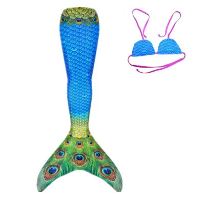 New Kids Adult Swimming Mermaid Tail Girl Mom Cosplay Mermaid Costume Children Party Gift Fantasy Swimsuit with Monofin Fin