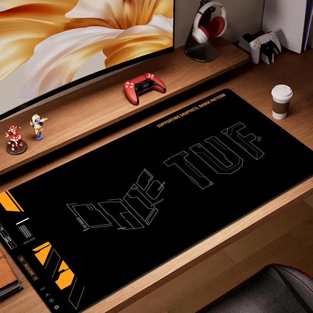HYBXAXC Black TUF Gaming Mouse Pad XXL Gaming Accessories Office Gamer Keyboard DeskMat Non-Slip Laptop Notebook Rubber Mousepad