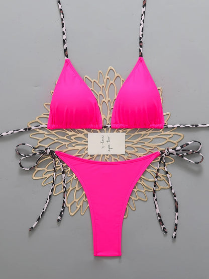 Sexy Leopard Women's Beach Bikini 2026 Swimsuit Halter Tie Micro Thong Bikinis Sets Female Swimwear for Woman Wear Bathing Suit