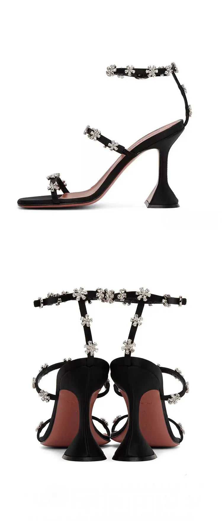 Luxury Crystal Flowers Women Sandals Fashion Ankle Strap Buckle High Heels Gladiator Sandals Elegant Summer Wedding Prom Shoes