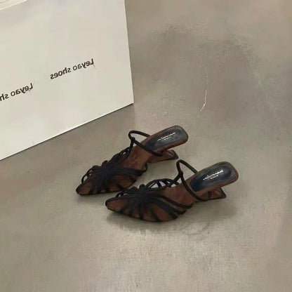 Fashion T-shaped Strap Women's Sandals Designer Baotou High Heels Women's Shoes Luxury Anti Slip Women's Slippers Women's Shoes