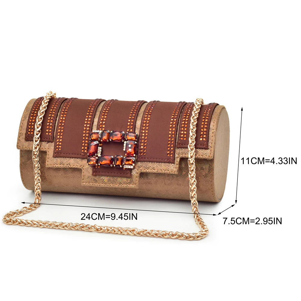 New Design Women Nigerian Italian Shoes and Bags Set with Rhinestone African Shoe and Bags Set for Wedding Luxury Party Pumps