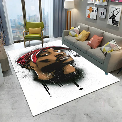 Legend Star Hip Hop Rapper Art Carpet Rug for Home Living Room Bedroom Sofa Doormat Decor,kids play Area Rug Non-slip Floor Mat
