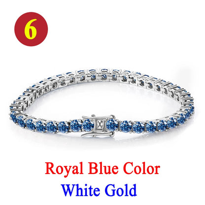 Colorful 3mm Luxury  Certified Moissanite Tennis Chain For Women 925 Sterling Silver Man Moissanite Bracelet Chain Hip hop