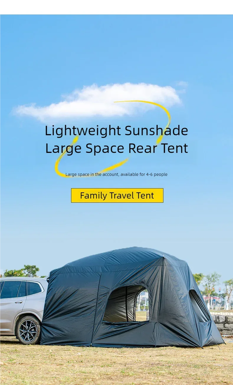 Universal SUV Camping Tent with Spacious Awning Waterproof Car Tent Easy Setup for Backpacking Traveling Outdoors Car Tail Tent