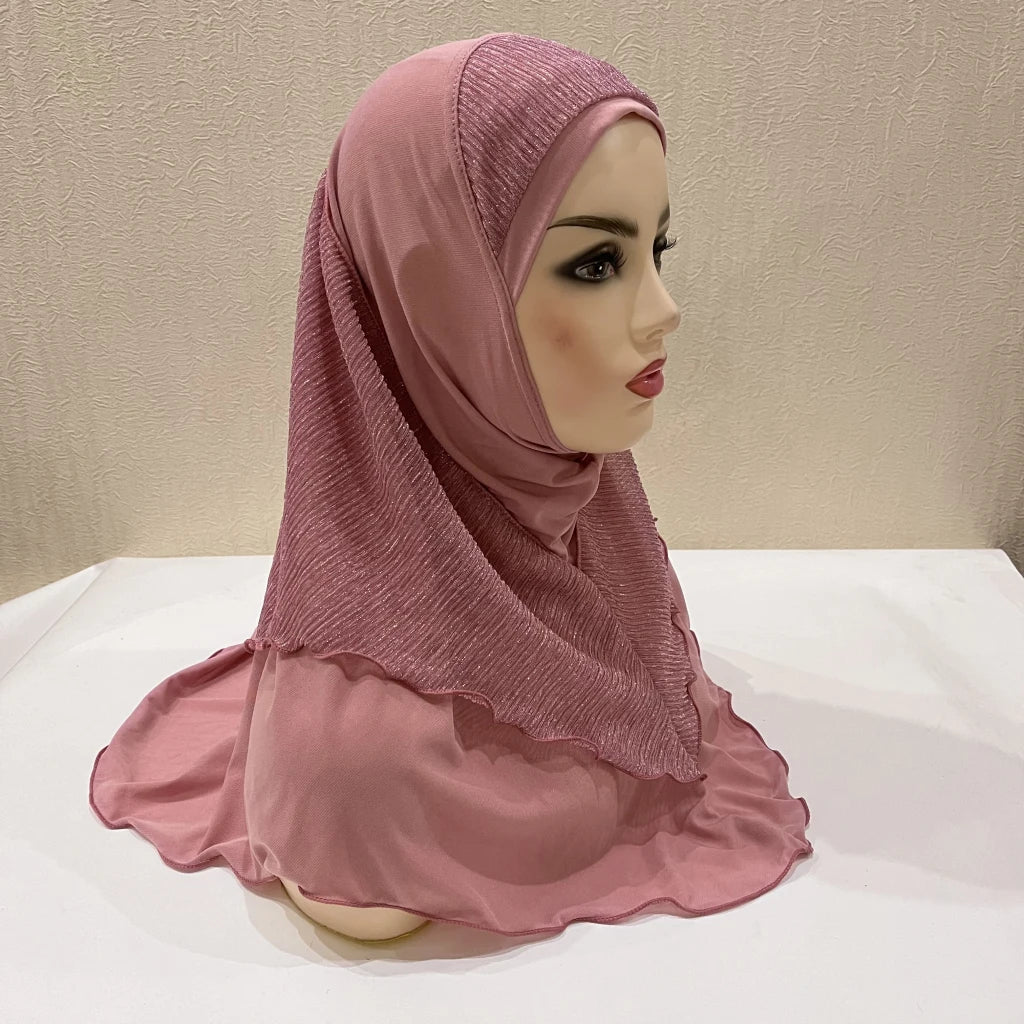 H076 Adults or big girls medium size 70*60cm pray hijab muslim hijab scarf islamic headscarf hat amira pull on headwrap