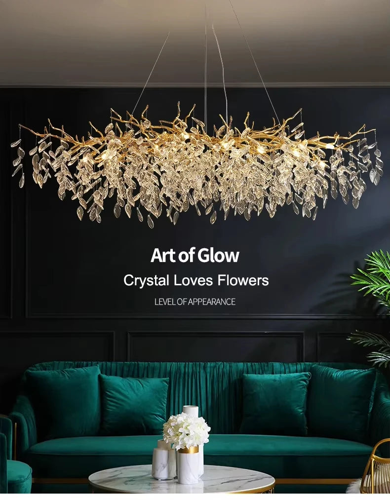 Luxury Modern Crystal Ceiling Chandelier Led Pendant Lamp Dining Table Living Room Bedroom Home Decor Wall Hanging Light Fixture