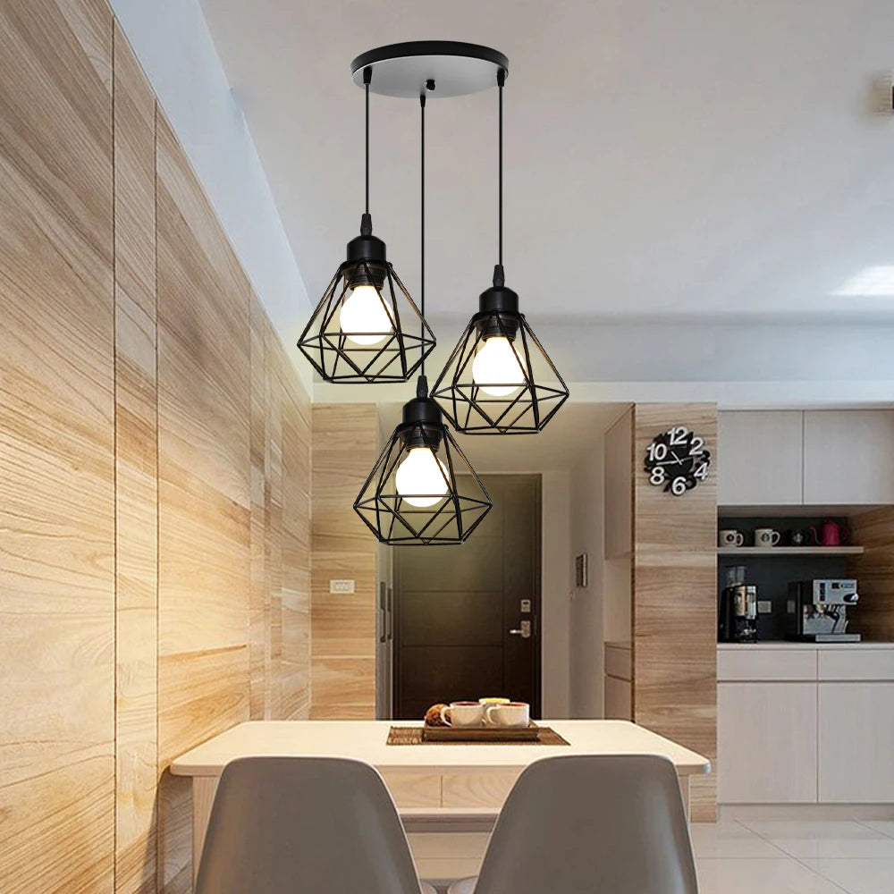 Retro Pendant Lamp Iron Frame Ceiling Lighting Paint Restaurant Teahouse Chandelier Indoor Wrought Metal Modern Pendant Lights