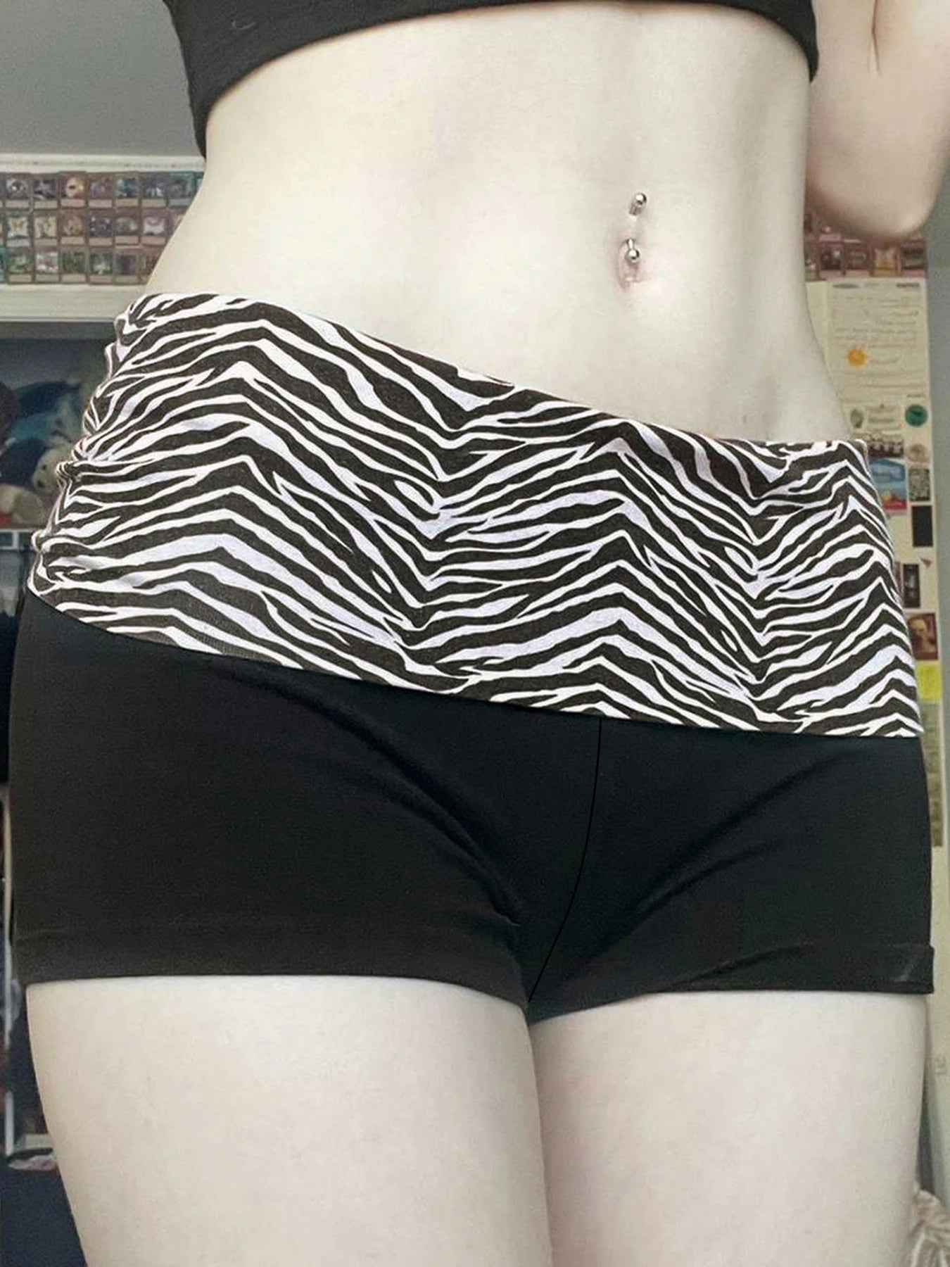 SUCHCUTE  Casual Zebra Print Elastic Shorts Female Skinny Low-waisted Mini Short Y2K Harajuku Slim Bottoms Summer Homewear 2025