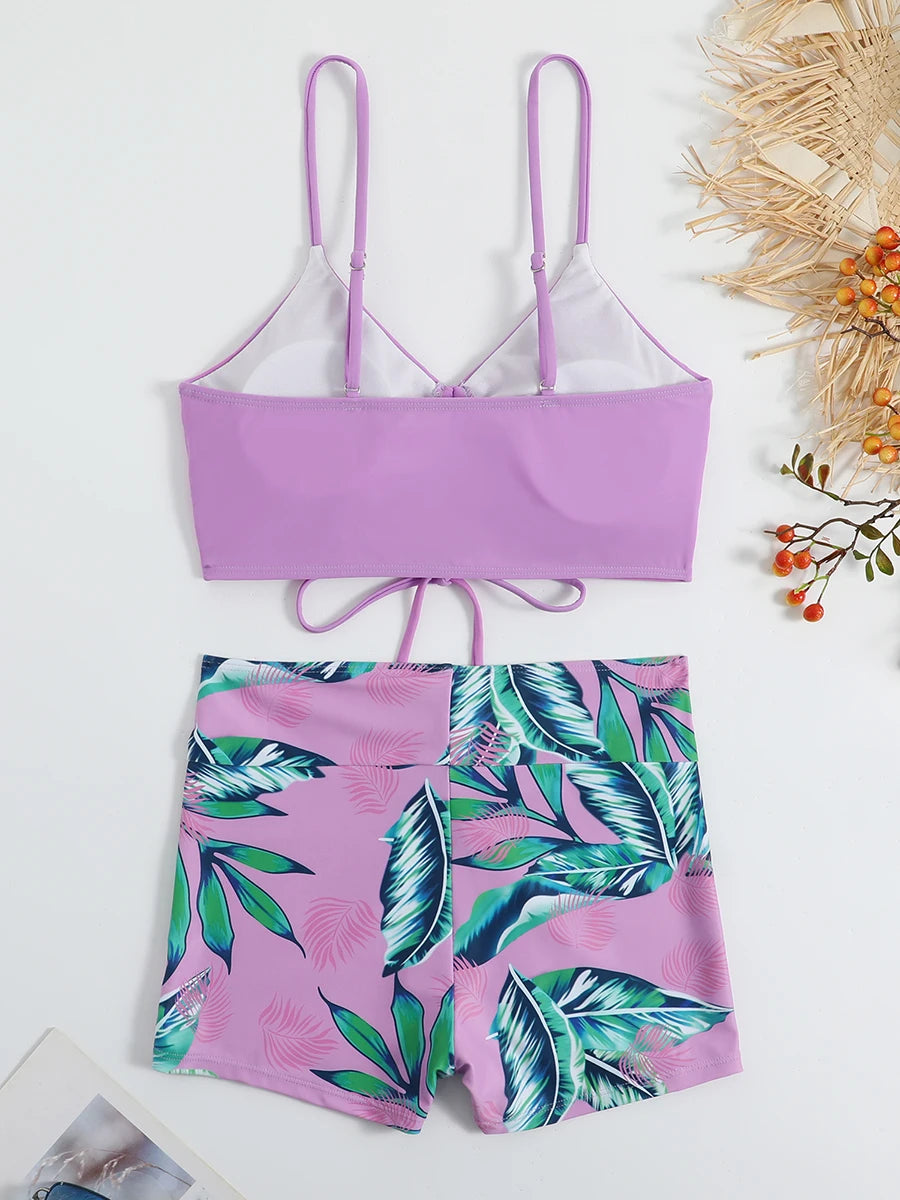 Drawstring Front Shorts Bikinis 2026 High Waist Swimsuit Women Swimwear Female Bathers Bathing Swimming Swim Suit Beachwear