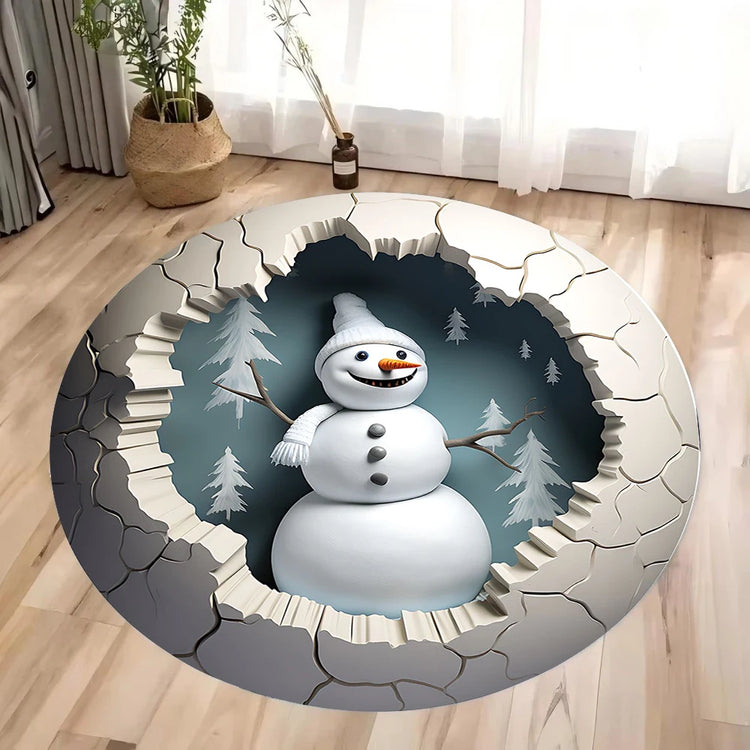 Christmas Decoration Anti Slip Carpet Santa Claus Pattern Circular Carpet Christmas Decoration Anti Slip Carpet Home Decoration
