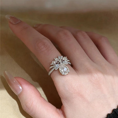 2CT D Color Pear Cut Moissanite Diamond Ring with GRA Crown Waterdrop Lab Diamond Promise Wedding Band 925 Silver Luxury Jewelry