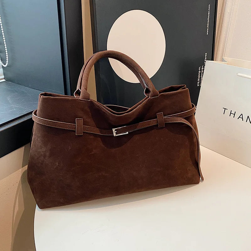 NEW Luxury Brand Rodeo Woman Bags Faux Suede Brown Totes Gold Buckle Shoulder Bags Fashion Women Handbags