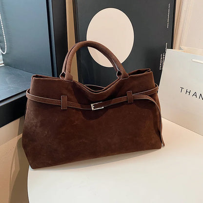 NEW Luxury Brand Rodeo Woman Bags Faux Suede Brown Totes Gold Buckle Shoulder Bags Fashion Women Handbags
