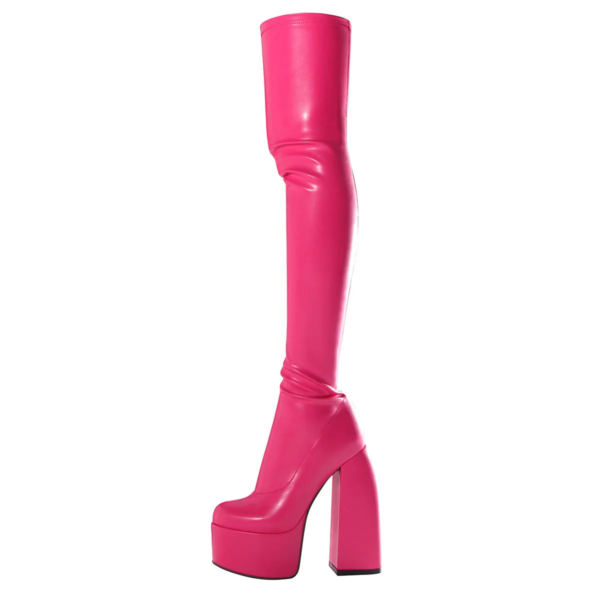 Thin Leg Thick Heels Platform Shoes Women's 2025 Summer Autumn Over the Knee Boots Candy Color Patent Leather Super High Heels