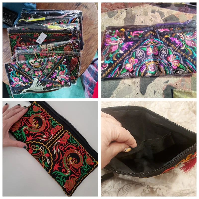 Luxury Design Flowers Clutches Pouch Fashion Women Wallet Wrist Handbag Lady Vintage Envelope Phone Purse Card Holders Pocket