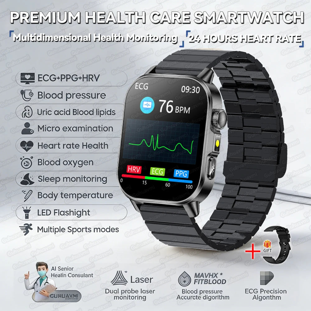 New Precise Health Care Smart Watch ECG+HRV Uric Acid Blood Lipids Emotional Perception Bluetooth Call Smartwatchs For Men Women