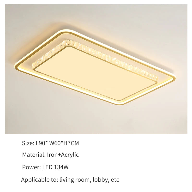 Luxury Living Room Lights Lustre Home Decoration LED Ceiling Lamp Modern Square Acrylic Gold Hall Bedroom Dining Room Fixtures