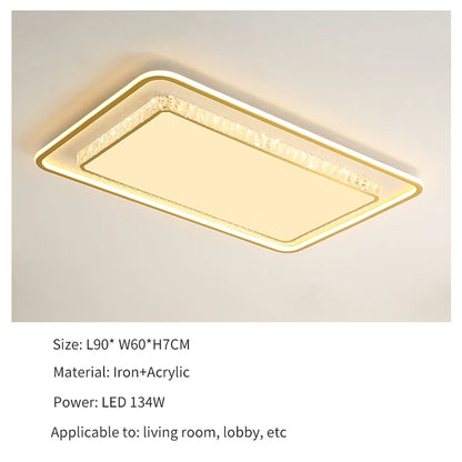 Luxury Living Room Lights Lustre Home Decoration LED Ceiling Lamp Modern Square Acrylic Gold Hall Bedroom Dining Room Fixtures