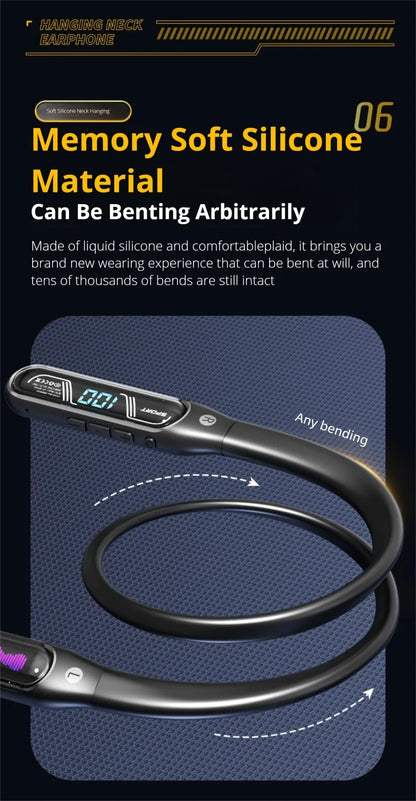 EARDECO Dual Screen Neckband Earphones Bass 5.4 Bluetooth Headphone Sport Wireless Headphones Outdoor Waterproof Dustproof