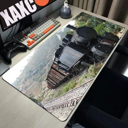 Retro Train Mouse Pad Large Gaming Mousepad PC Gamer Computer Office Mouse Mat Silicone Keyboard Mat Desk Pad Laptop Mausepad