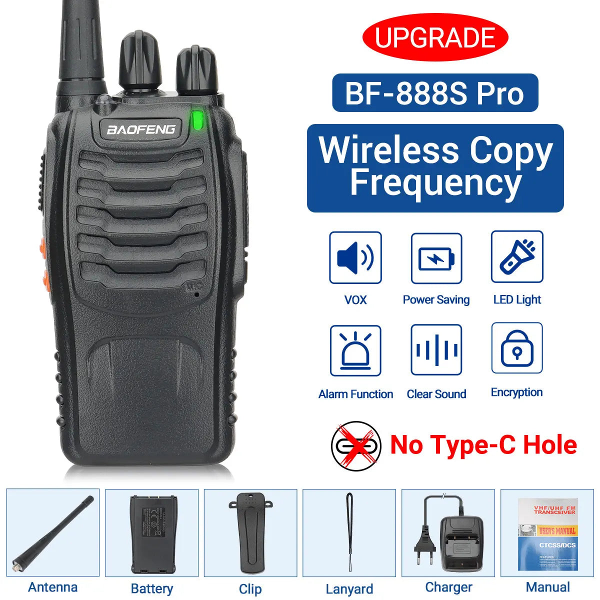 Baofeng BF-88E Walkie Talkie Wireless Copy Frequency Long Range UHF 400-470MHz Portable Ham Two Way Radio for Hunting