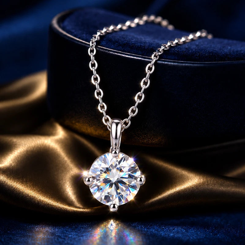Women's Moissanite Pendant Necklace D Color VVS1 Halo Design S925 Silver Jewelry with GRA Certificate Wedding Birthday Gift