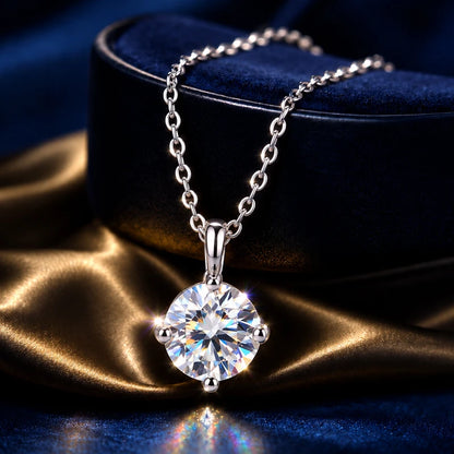 Women's Moissanite Pendant Necklace D Color VVS1 Halo Design S925 Silver Jewelry with GRA Certificate Wedding Birthday Gift