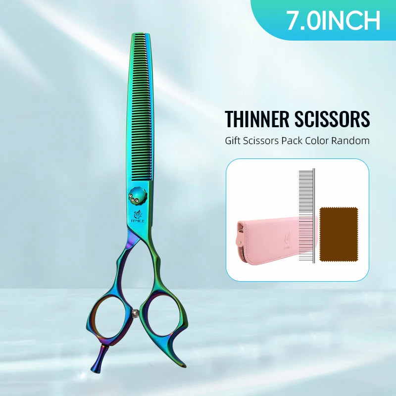 Fenice JP440C 7/7.5 Inch Professional Pet Dogs Grooming Scissors Kits Straight Curved Thinnier Chunker Shears Set For Dogs