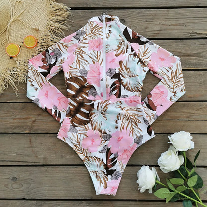 MUOLUX Rash Guard 2024 Long Sleeve One Piece Women Swimsuits Swimwear Female Monokini Uv Sun Protectio Zipper Sport Bathing Suit