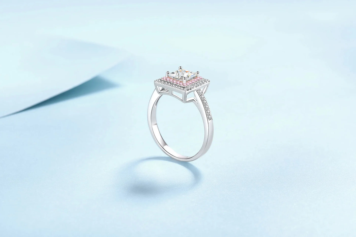 1ct Women's Square Sugar Sweet Moissanite Ring PT950 Platinum High Grade Craft Ideal for Wear And Collection