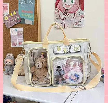 New Y2K Cute Ita Shoulder Bag Large Capacity Backpacks Lolita Girl Transparent Cosplay Handbags DIY Badge Display Crossbody Bags