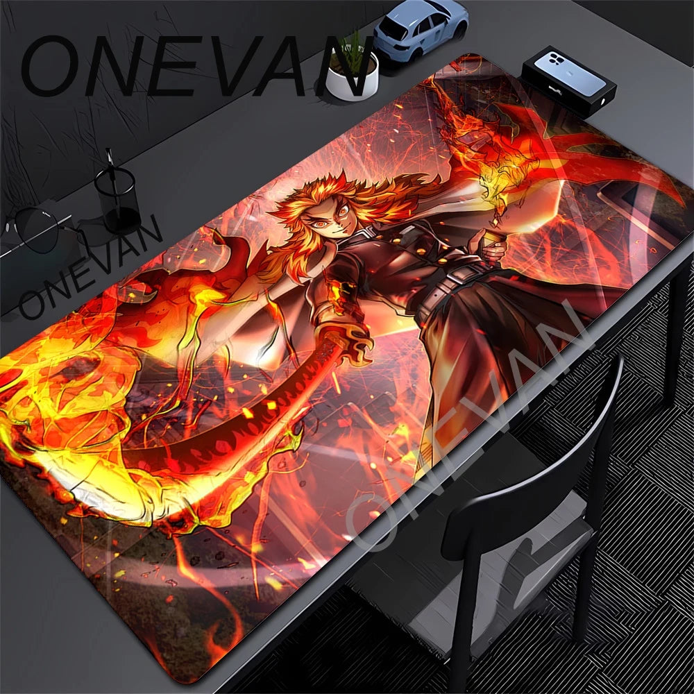 Large Mouse Pad Demon Slayer Nezuko Cute Anime Mousepads Kawaii Table Mats Office Accessories Deskmat Rubbe Lockedge Mouse Mat