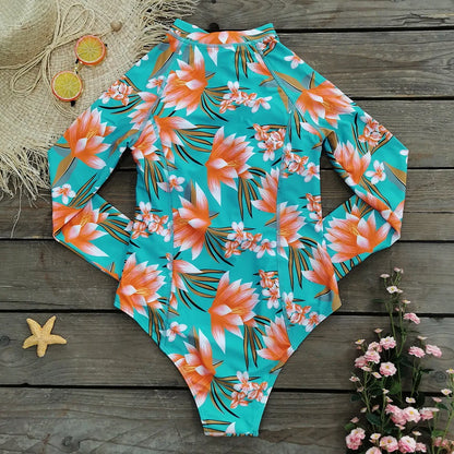 MUOLUX Rash Guard 2024 Long Sleeve One Piece Women Swimsuits Swimwear Female Monokini Uv Sun Protectio Zipper Sport Bathing Suit